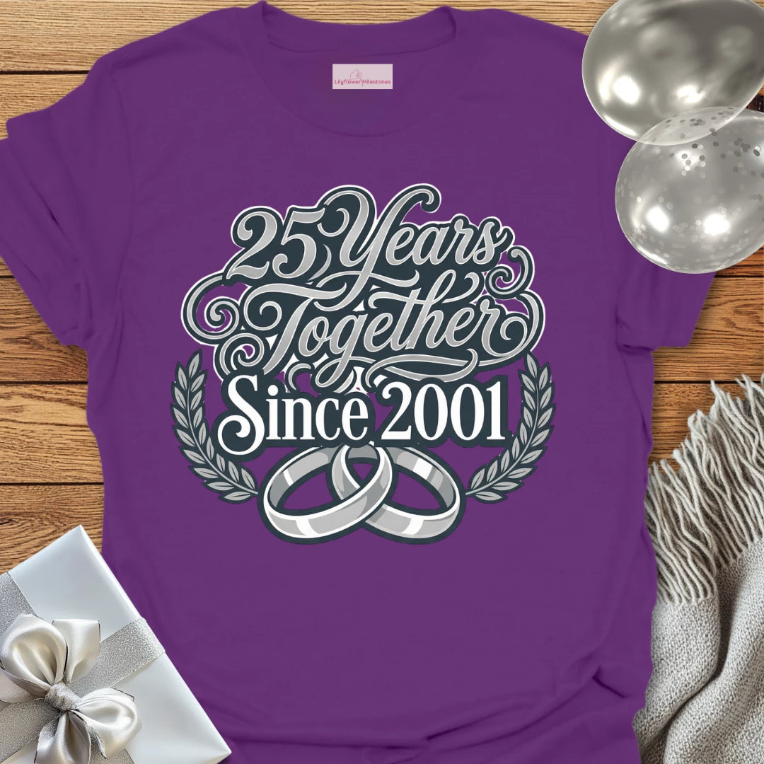 25 Years Together Since 2001 - 25th Wedding Anniversary T-Shirt