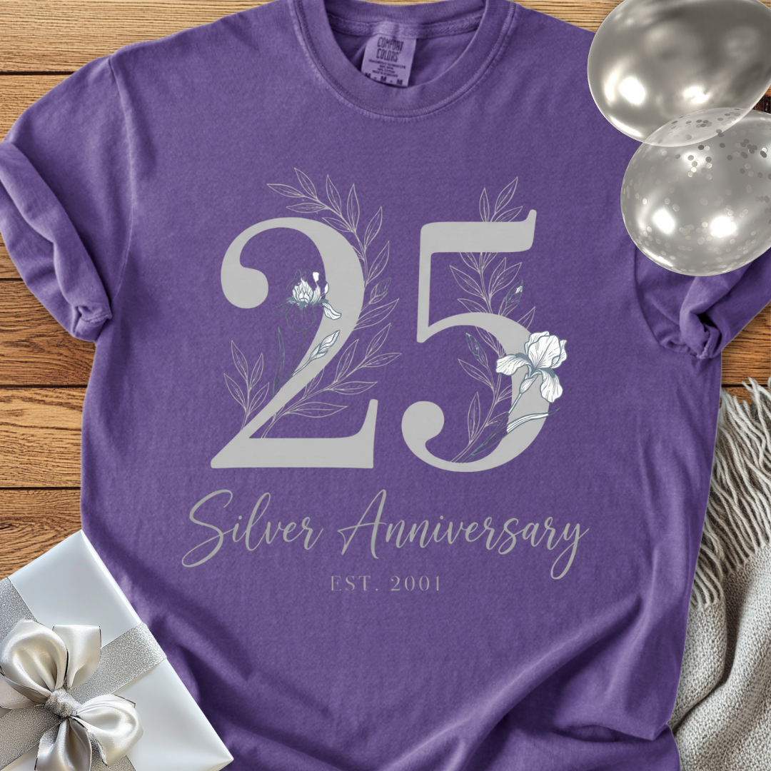 Silver Wedding Anniversary, Est 2001 - Premium 25th Wedding Anniversary T-Shirt