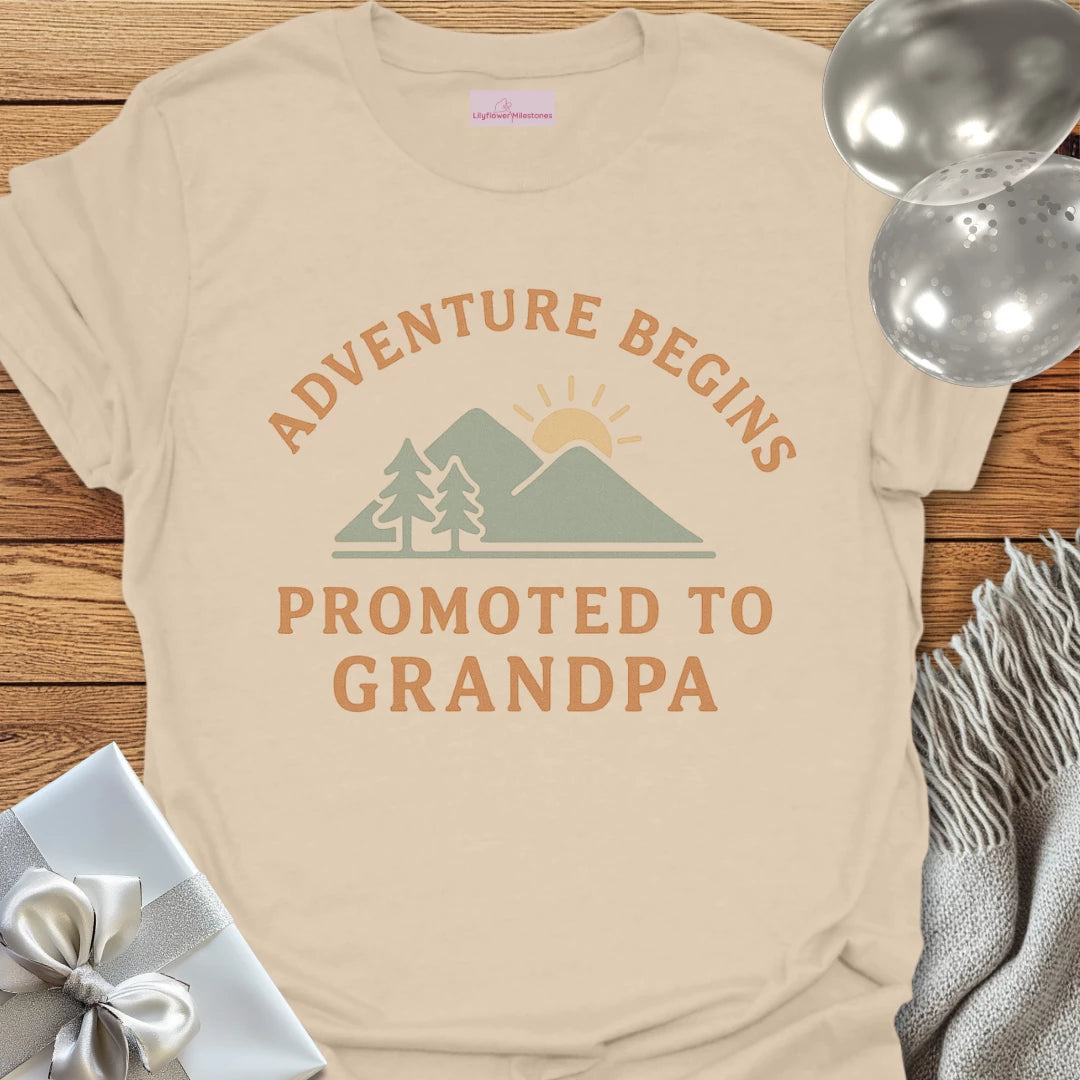 Adventure Begins, Promoted to Grandpa T-Shirt
