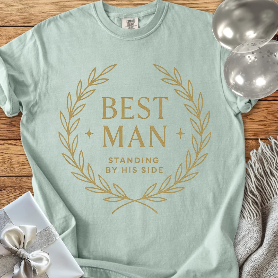 Best Man, Standing by His Side - Premium Elegance Bridal Party T-Shirt