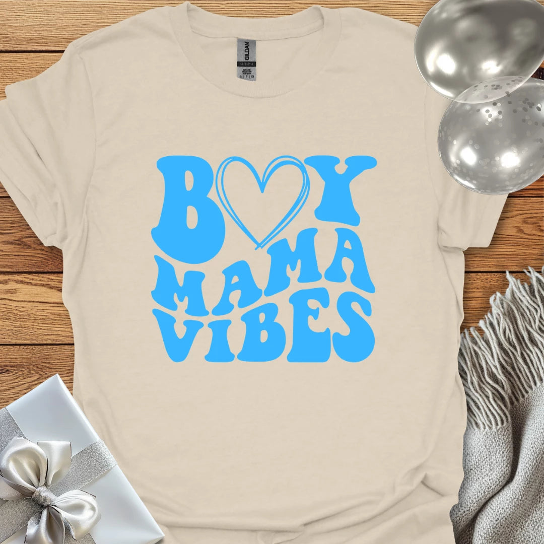 Boy Mama Vibes (wavy text) - Pregnancy T-Shirt