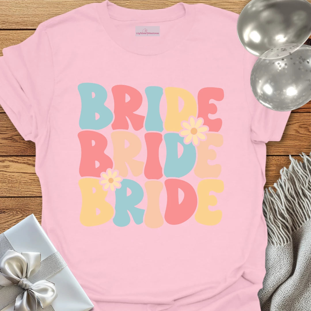 Bride (Groovy Floral) - Bridal Party T-Shirt
