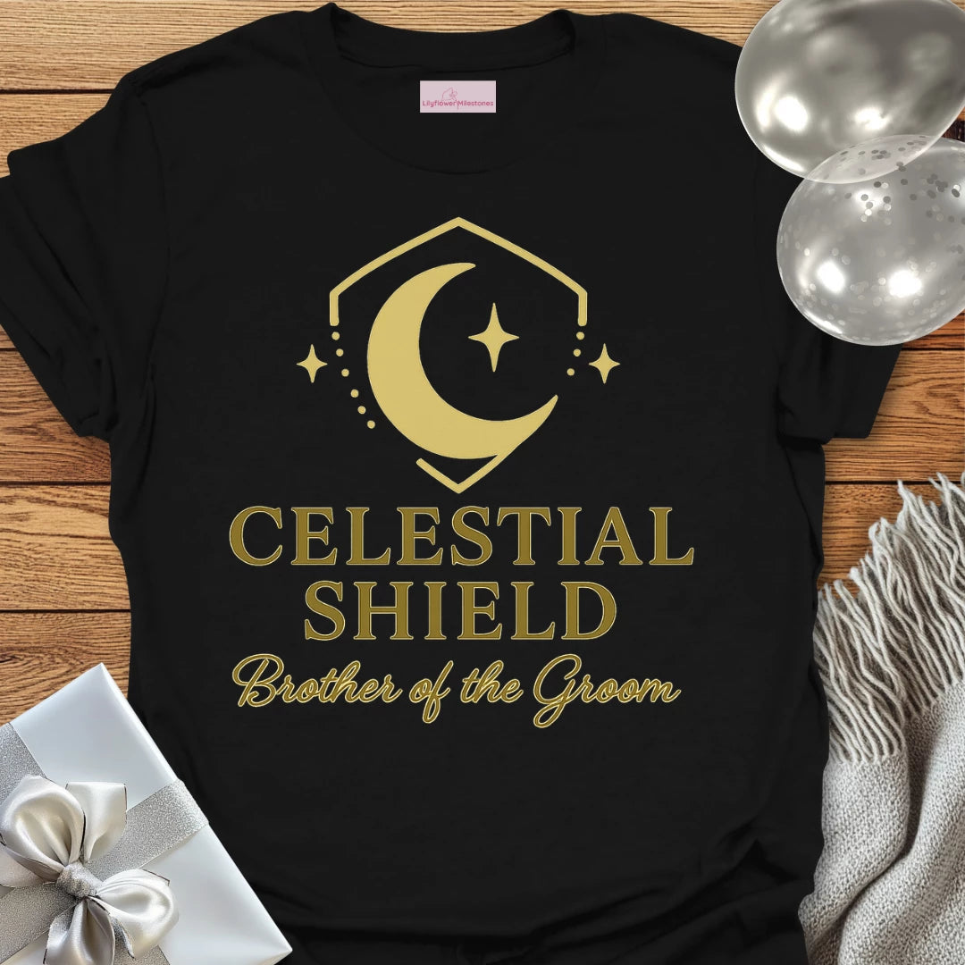 Brother of the Groom, Celestial Shield Wedding T-Shirt