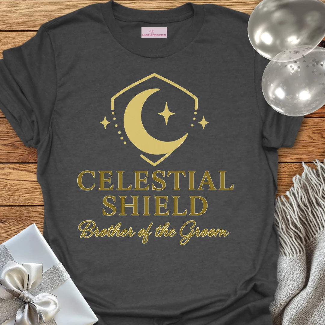 Brother of the Groom, Celestial Shield Wedding T-Shirt