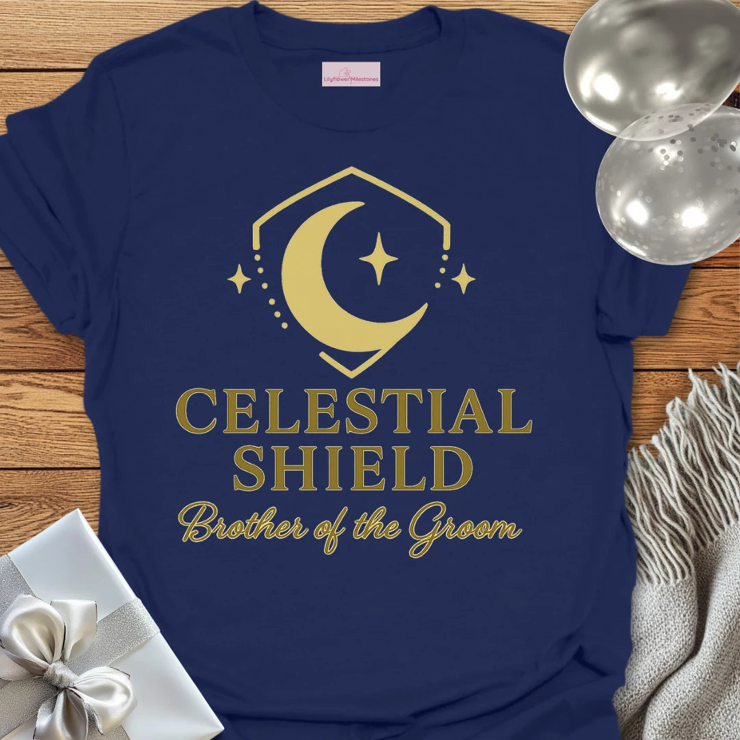 Brother of the Groom, Celestial Shield Wedding T-Shirt