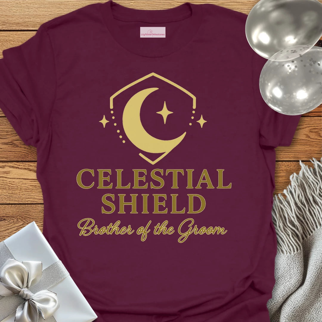 Brother of the Groom, Celestial Shield Wedding T-Shirt