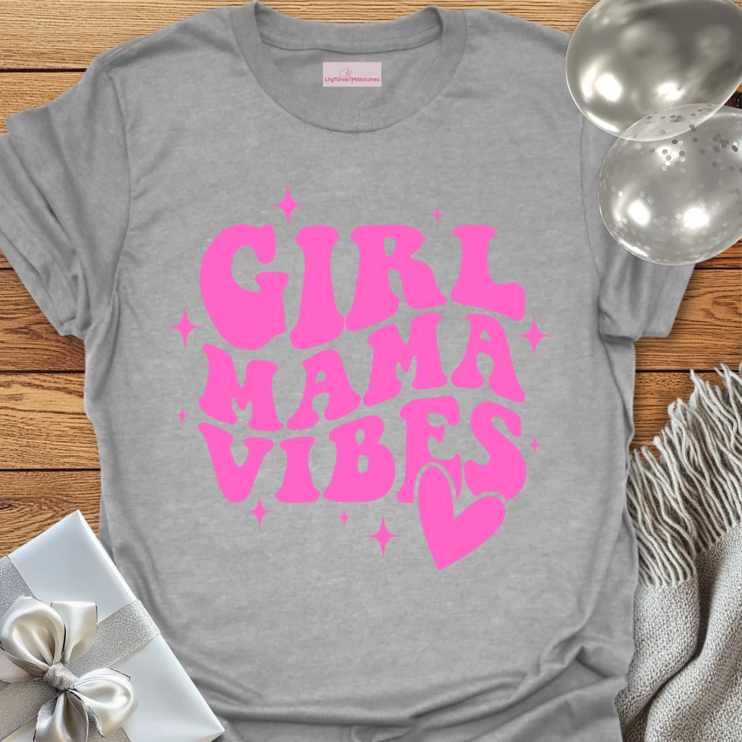 Girl Mama Vibes (wavy text) - Pregnancy T-Shirt
