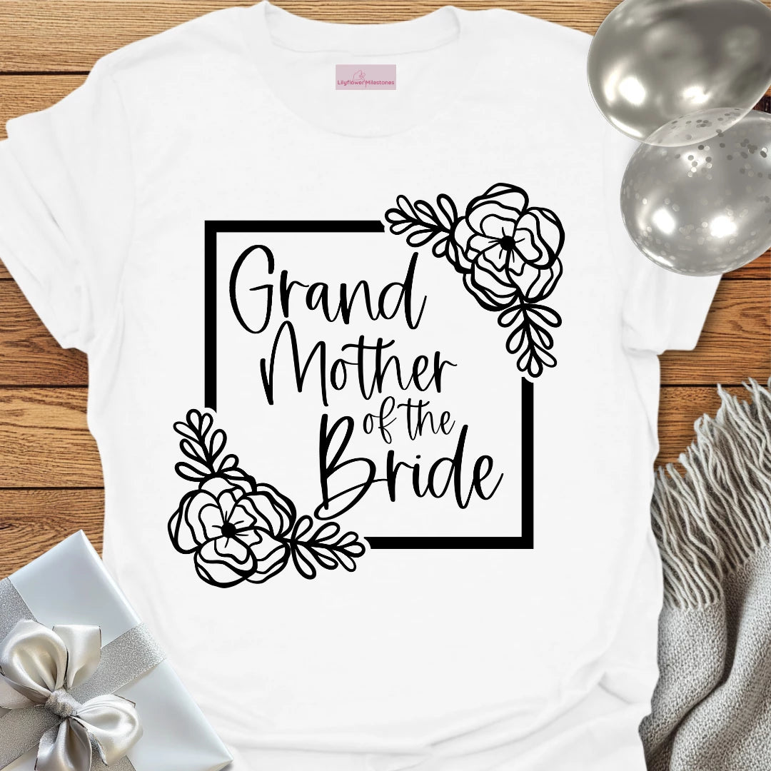 Grandmother of the Bride - Floral Bridal Party T-Shirt
