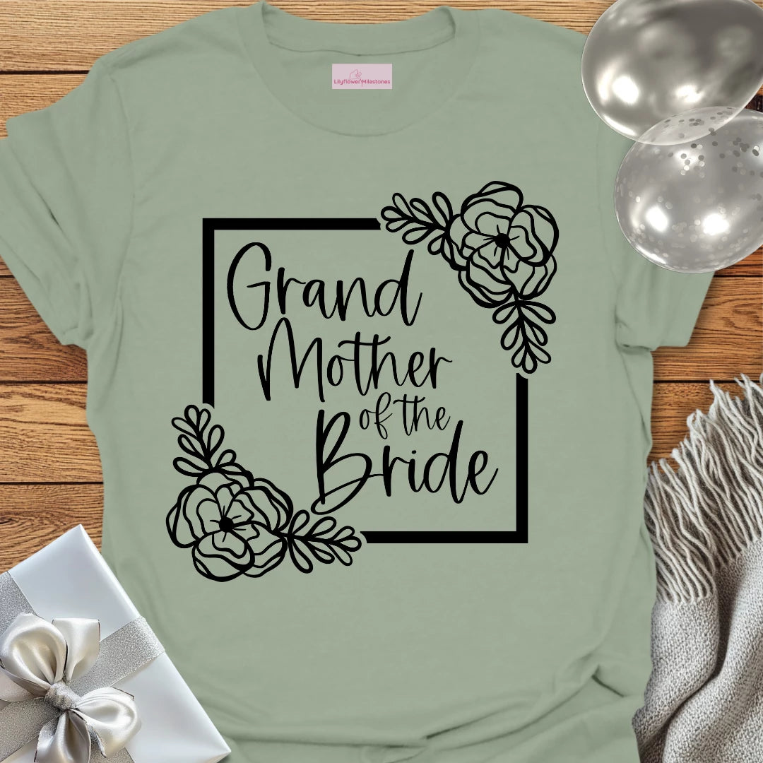 Grandmother of the Bride - Floral Bridal Party T-Shirt