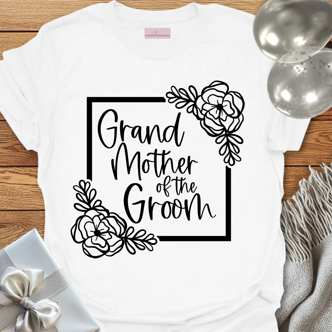 Grandmother of the Groom - Floral Bridal Party T-Shirt