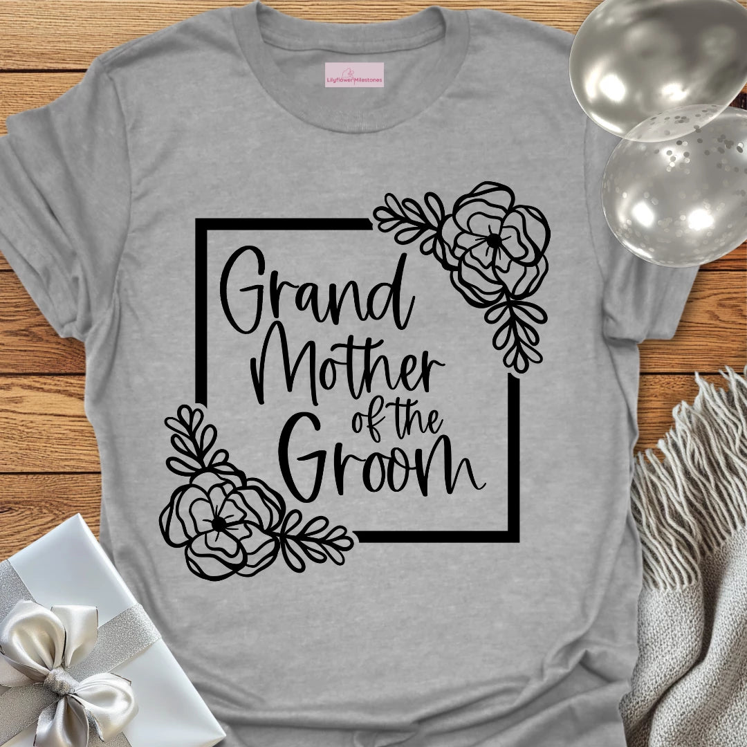 Grandmother of the Groom - Floral Bridal Party T-Shirt