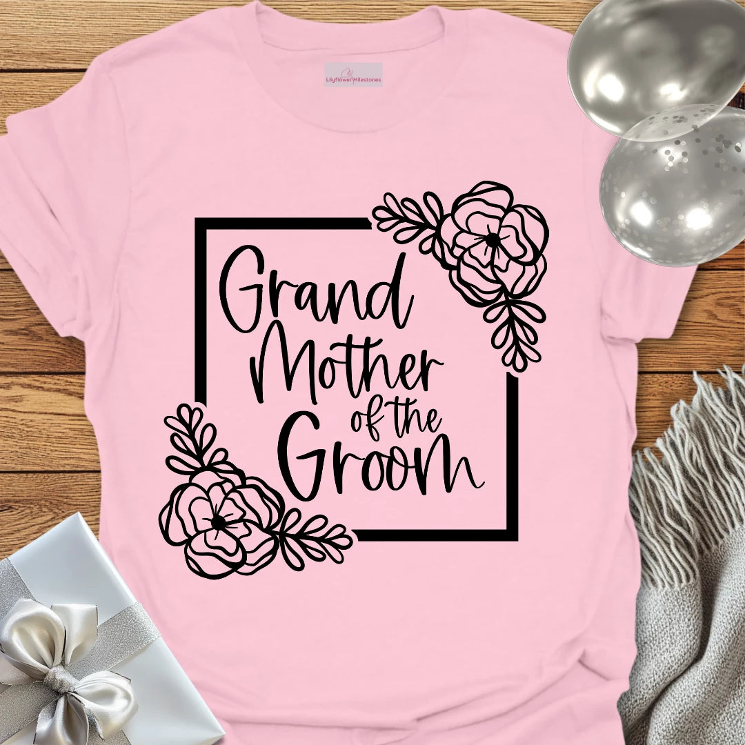 Grandmother of the Groom - Floral Bridal Party T-Shirt