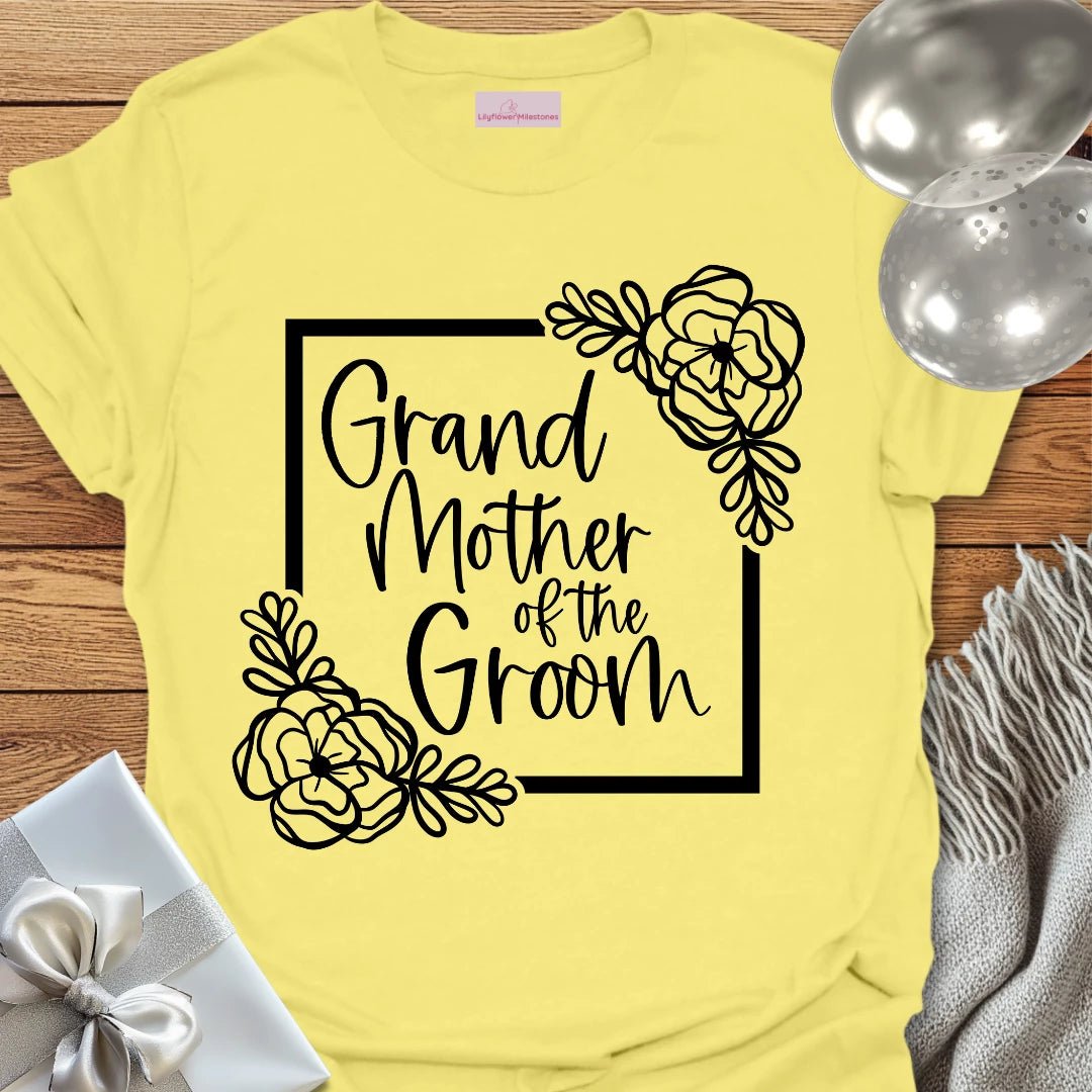 Grandmother of the Groom - Floral Bridal Party T-Shirt