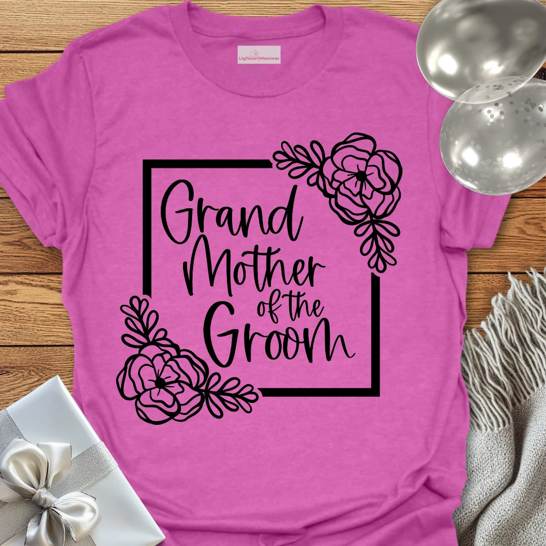 Grandmother of the Groom - Floral Bridal Party T-Shirt