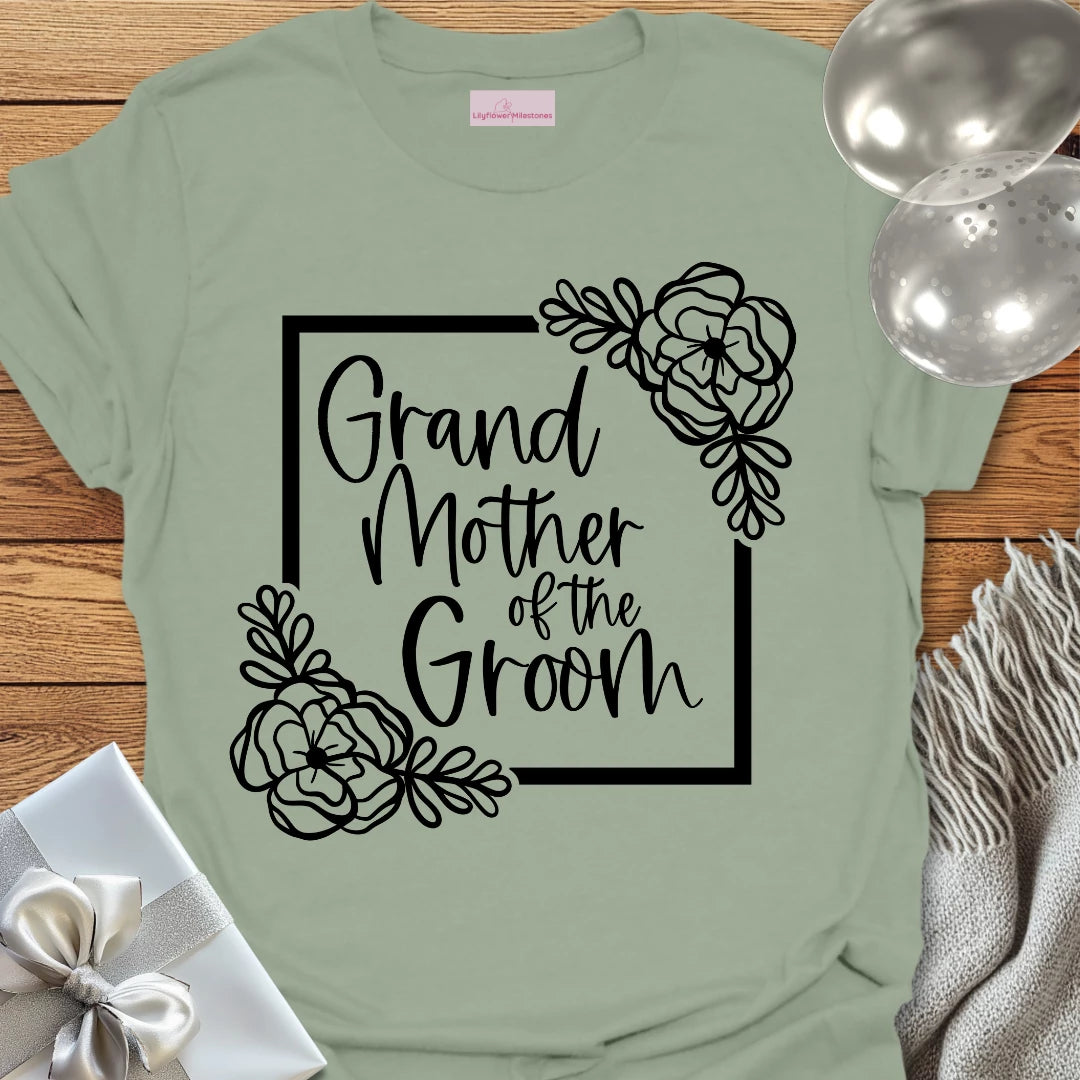 Grandmother of the Groom - Floral Bridal Party T-Shirt