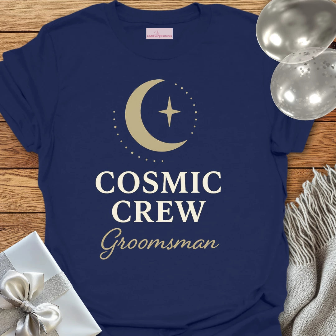 Groomsman, Cosmic Crew Wedding T-Shirt