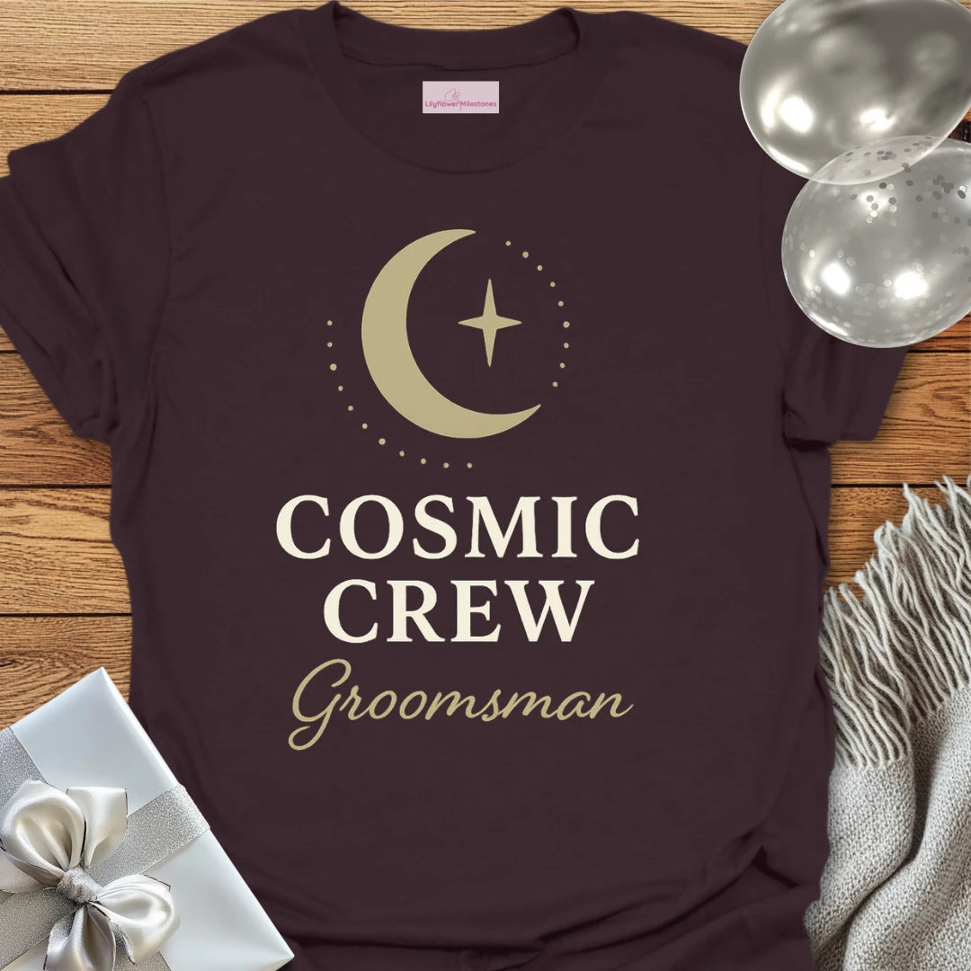 Groomsman, Cosmic Crew Wedding T-Shirt