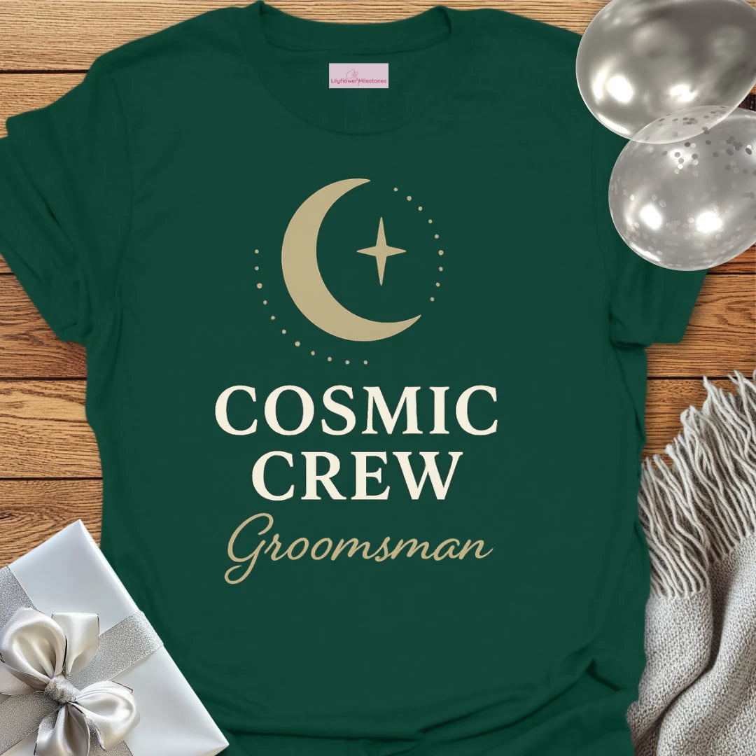 Groomsman, Cosmic Crew Wedding T-Shirt