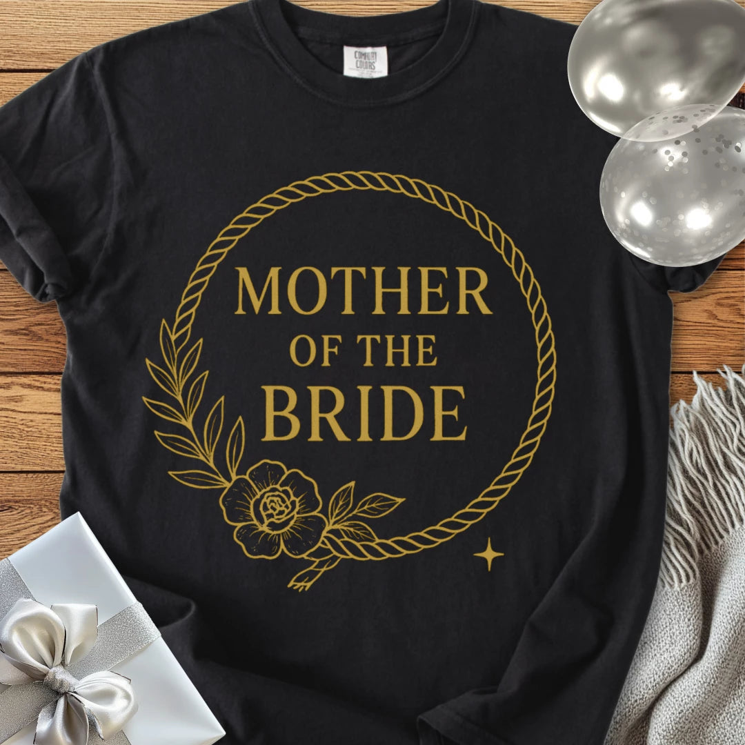 Mother of the Bride - Premium Floral Wreath Bridal Party T-Shirt