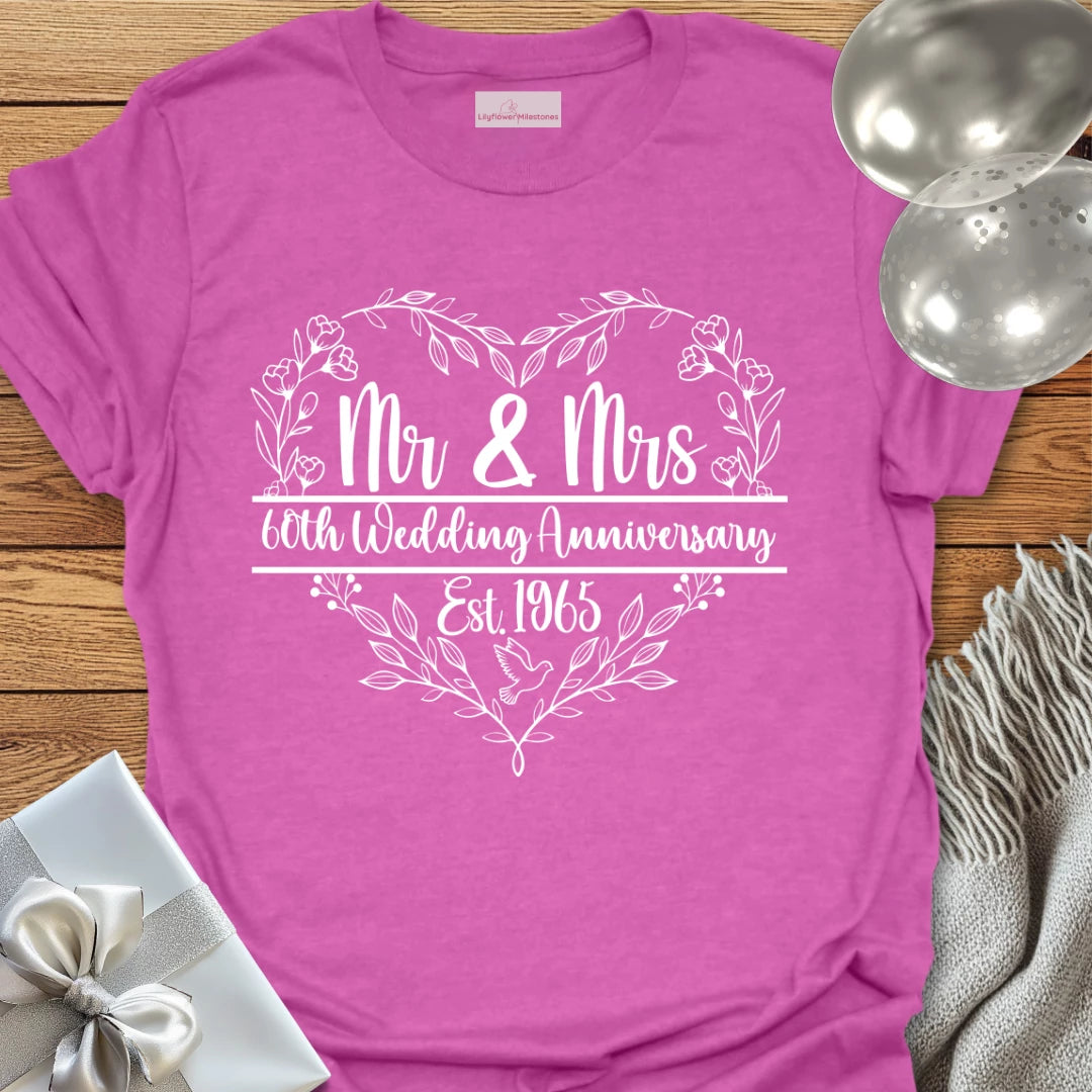 Mr & Mrs Est. 1965 - 60th Wedding Anniversary T-Shirt