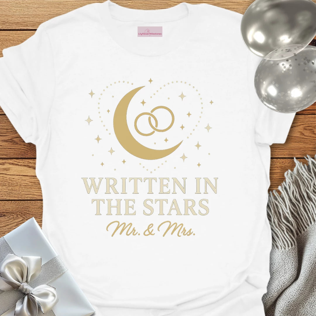 Mr & Mrs, Written in the Stars Wedding T-Shirt