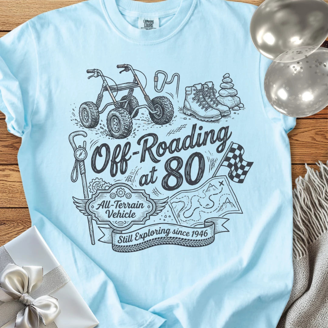 Off-Roading at 80, Still Exploring Since 1946 - Premium 80th Birthday T-Shirt