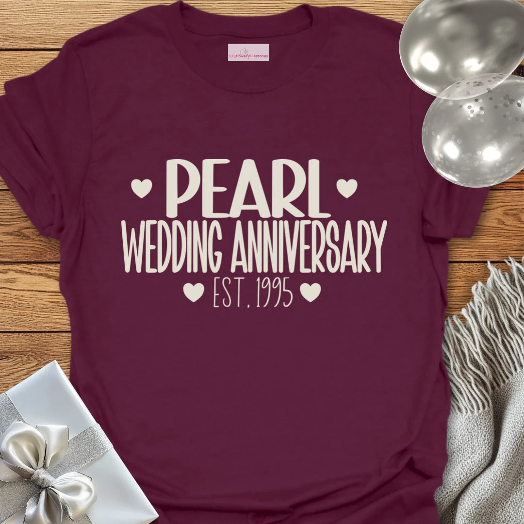 Pearl Wedding Anniversary, Est 1995 - 30th Wedding Anniversary T-Shirt