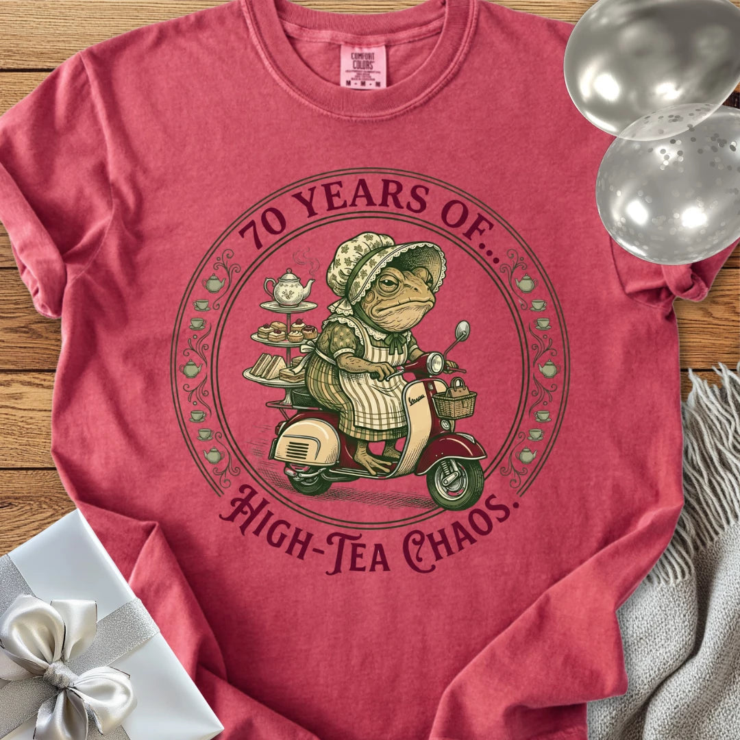 70 Years of High Tea Chaos - Premium 70th Birthday T-Shirt