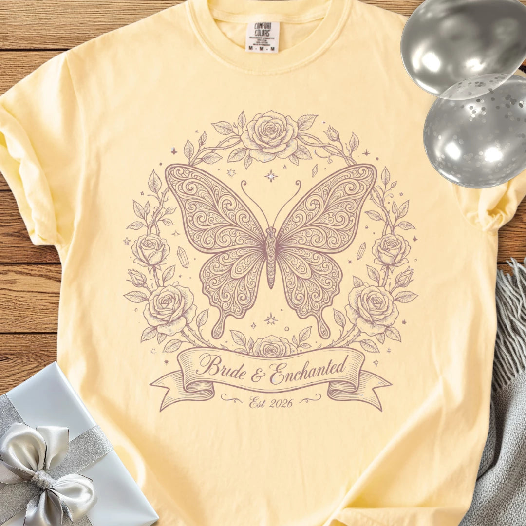 Bride & Enchanted, Est 2026 - Bridal Party T-Shirt