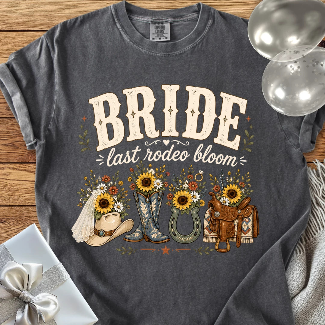 Bride, Last Rodeo Bloom - Premium Bridal Party T-Shirt