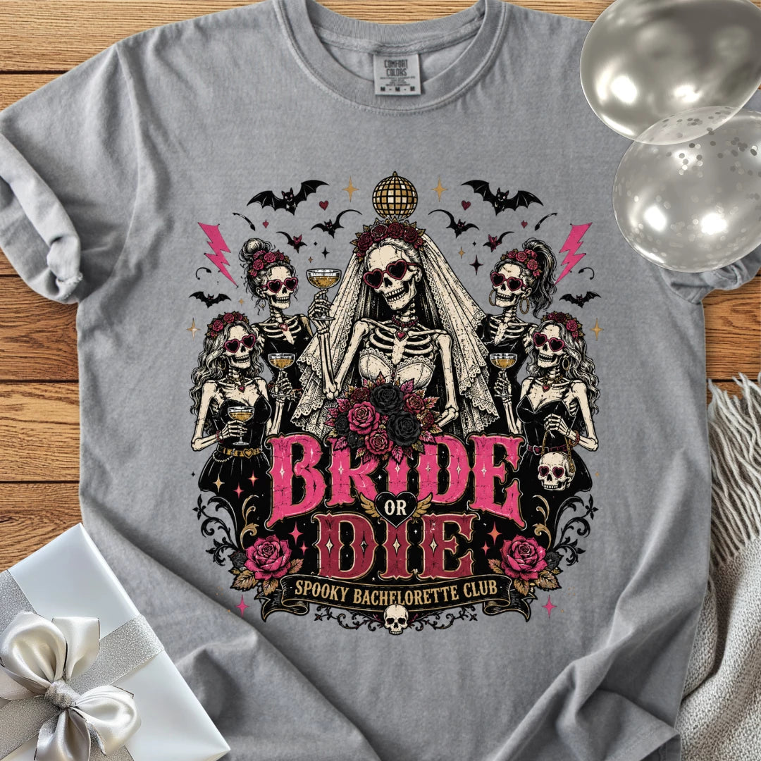 Bride or Die, Spooky Bachelorette Club - Premium Halloween Bachelorette T-Shirt