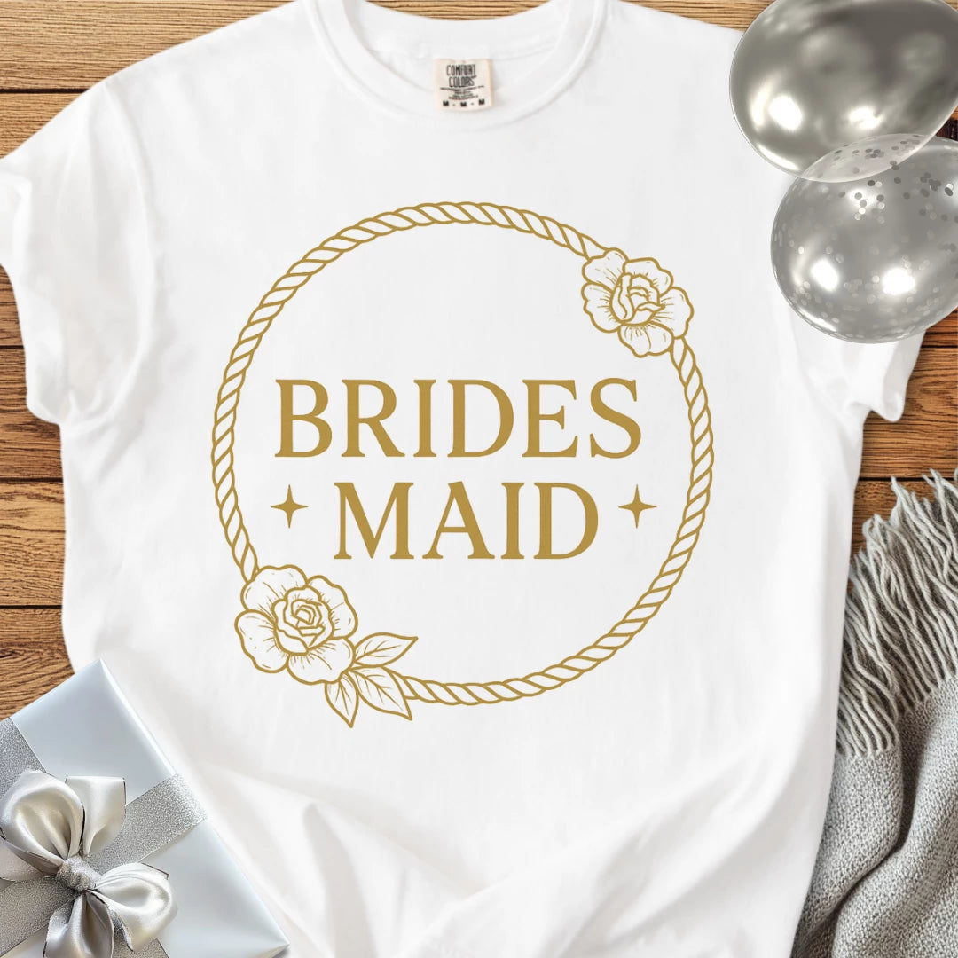 Bridesmaid - Premium Floral Wreath Bridal Party T-Shirt