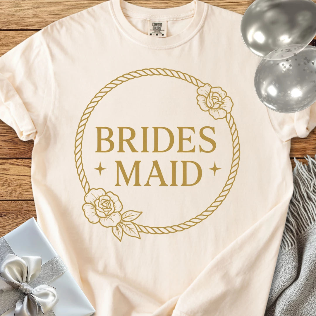 Bridesmaid - Premium Floral Wreath Bridal Party T-Shirt