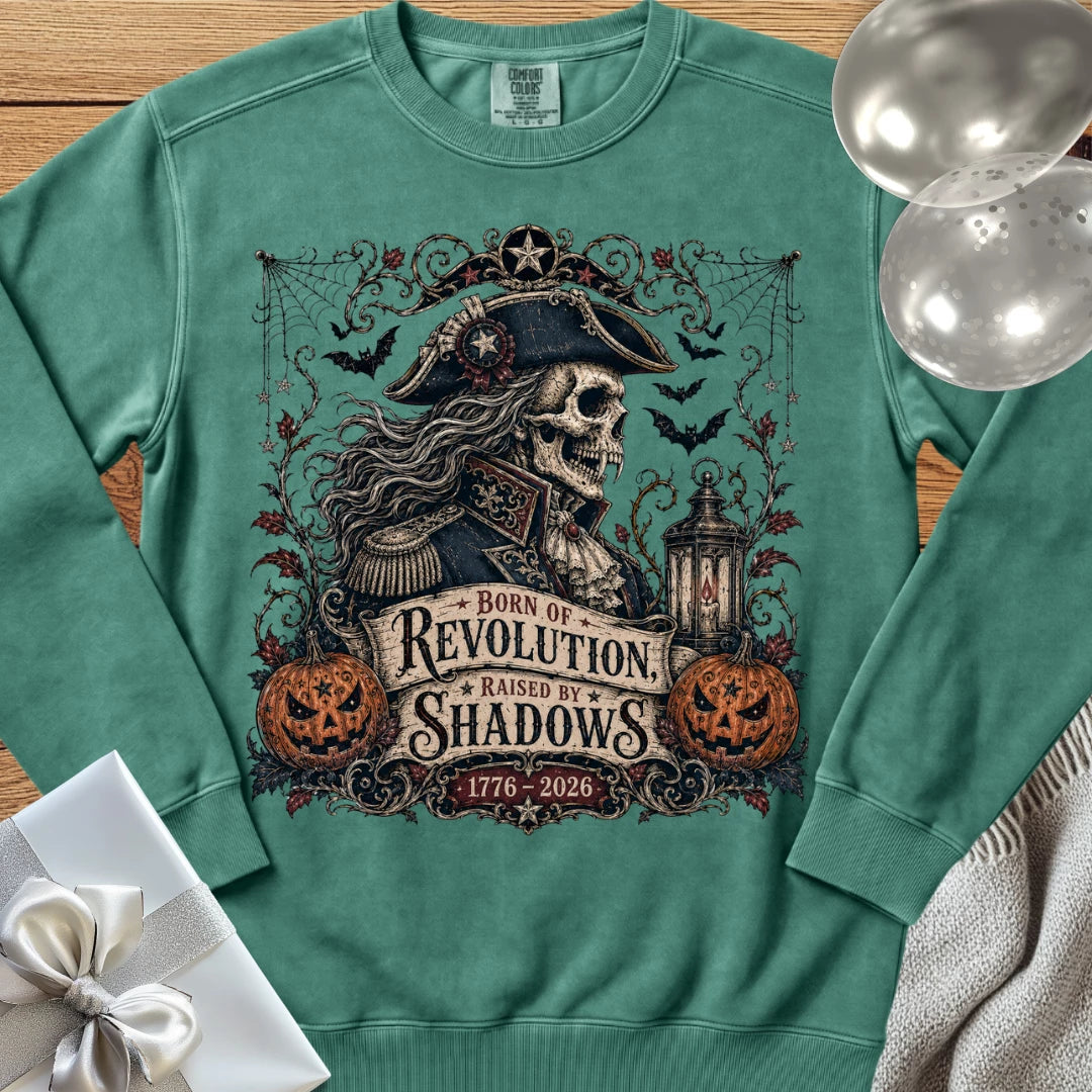 Born of Revolution, Raised by Shadows - Premium America 250 Halloween Sweatshirt