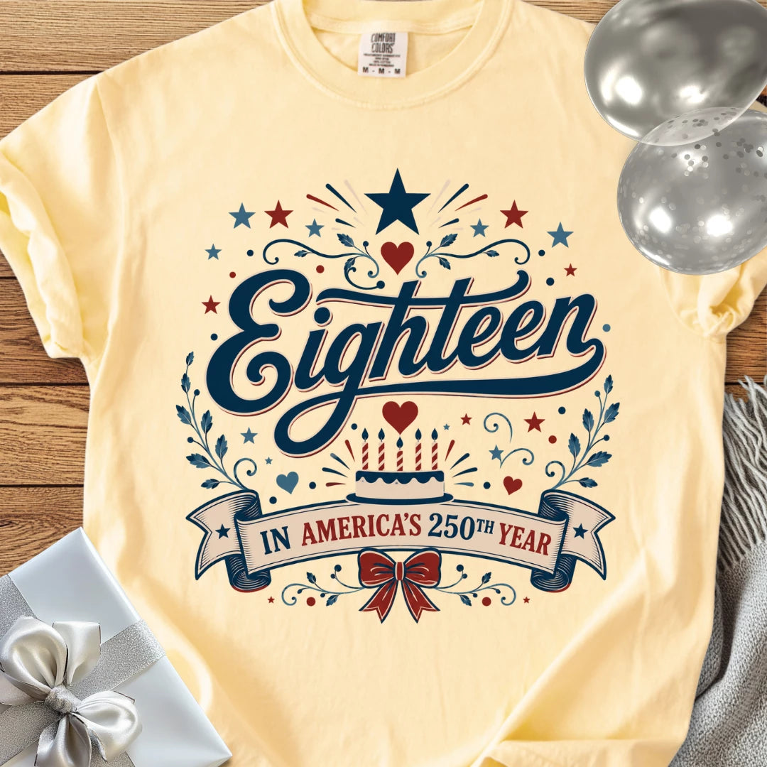 Eighteen In America's 250th Year - Premium America 250 Birthday T-Shirt