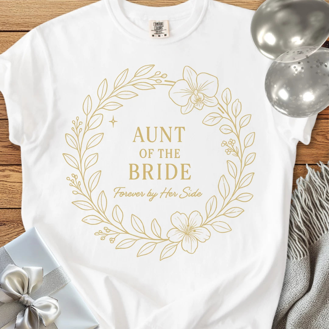 Aunt of the Bride, Forever by Her Side - Premium Elegance Bridal Party T-Shirt