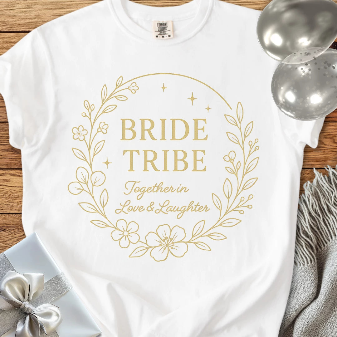 Bride Tribe, Together in Love & Laughter - Premium Elegance Bridal Party T-Shirt