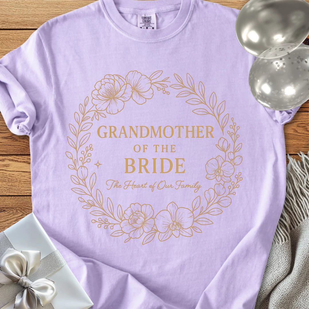 Grandmother of the Bride, The Heart of our Family - Premium Elegance Bridal Party T-Shirt