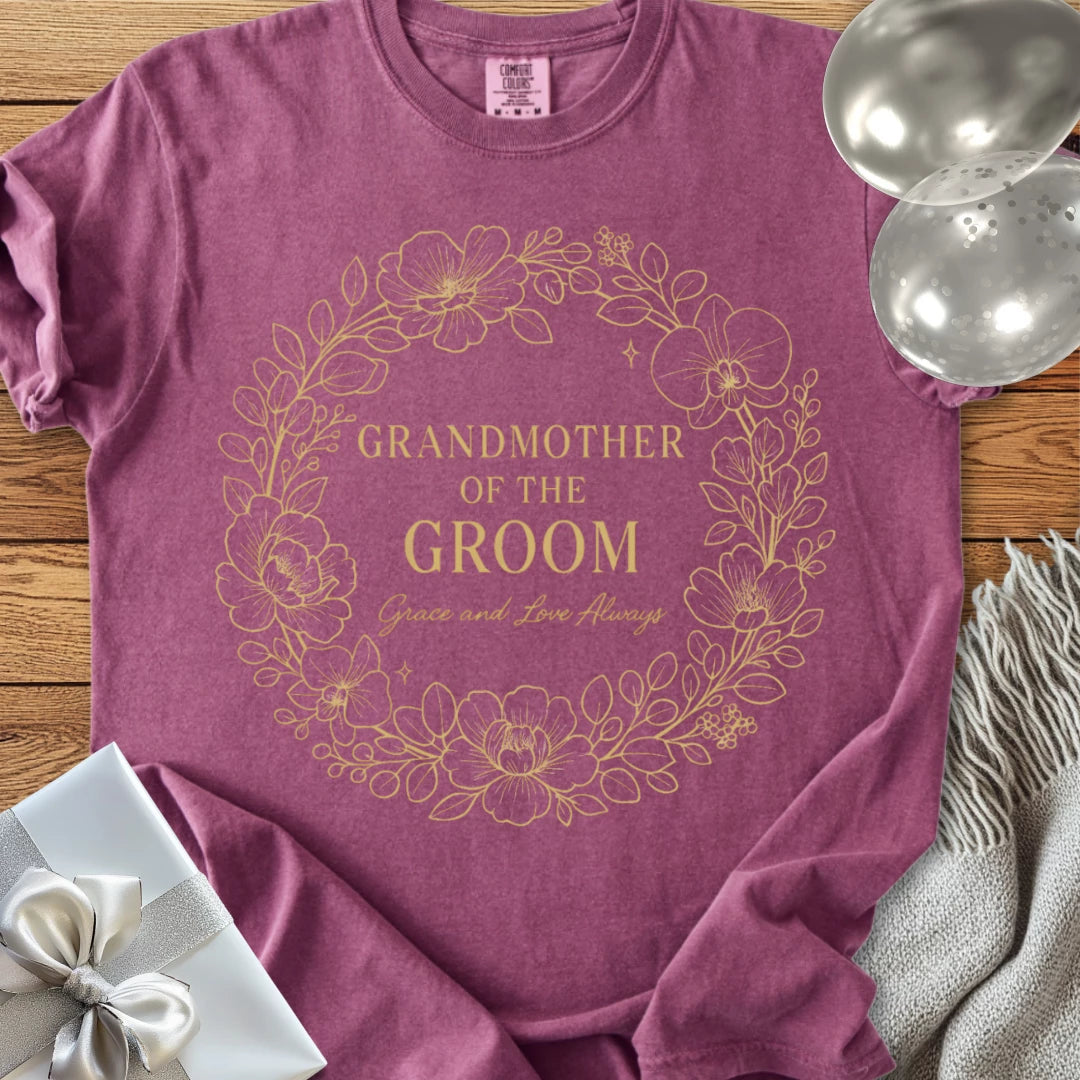 Grandmother of the Groom, Grace & Love Always - Premium Elegance Bridal Party T-Shirt