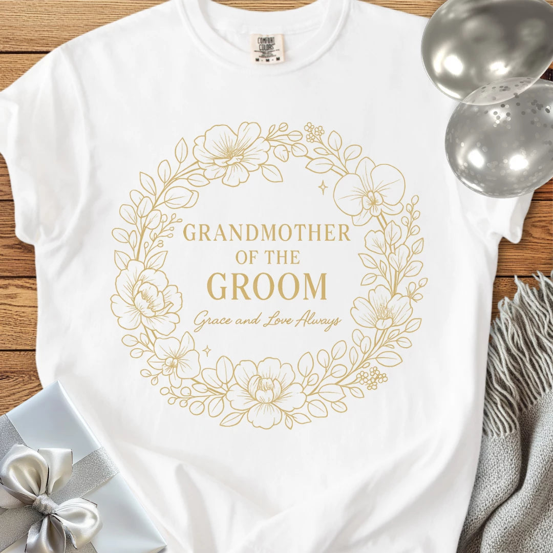 Grandmother of the Groom, Grace & Love Always - Premium Elegance Bridal Party T-Shirt
