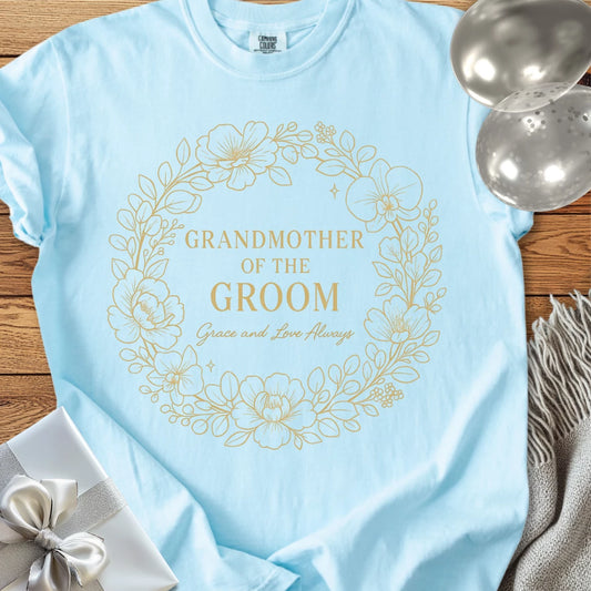 Grandmother of the Groom, Grace & Love Always - Premium Elegance Bridal Party T-Shirt