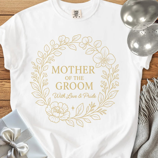 Mother of the Groom, With Love & Pride - Premium Elegance Bridal Party T-Shirt