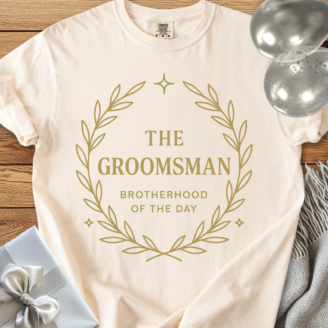 The Groomsman, Brotherhood of the Day - Premium Elegance Bridal Party T-Shirt