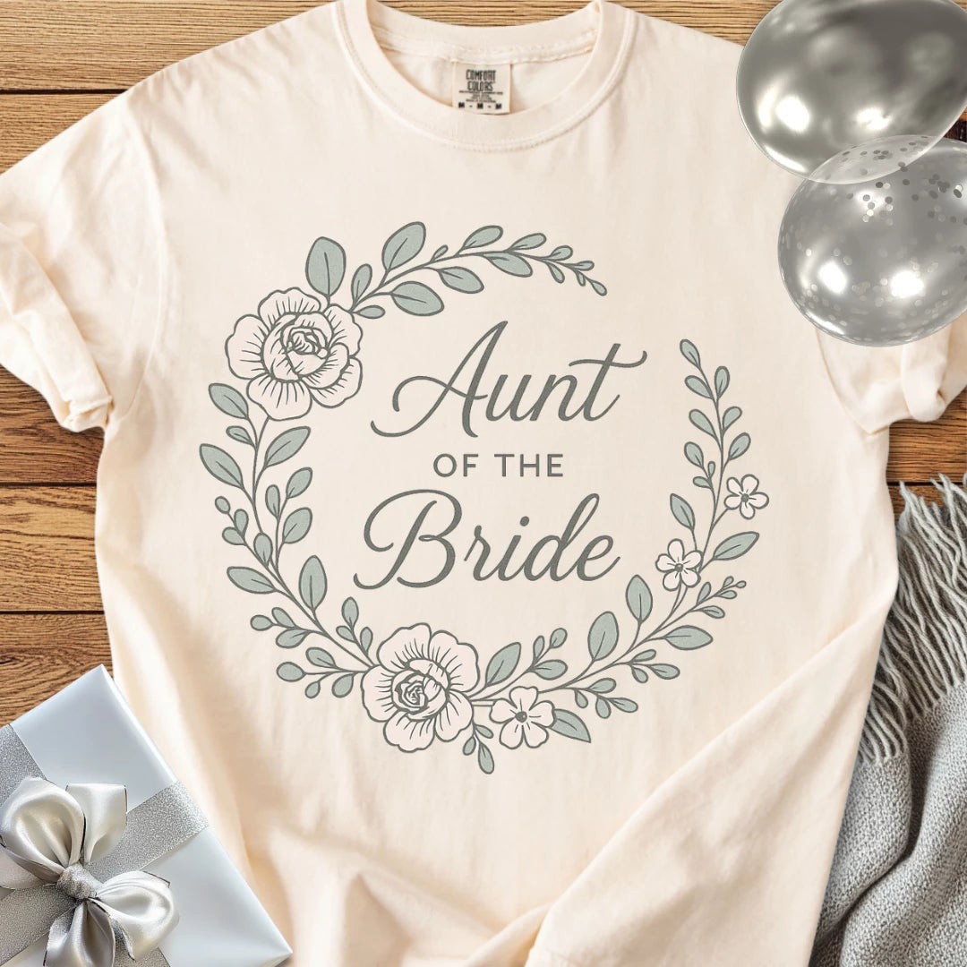 Aunt of the Bride - Premium Floral Bridal Party T-Shirt