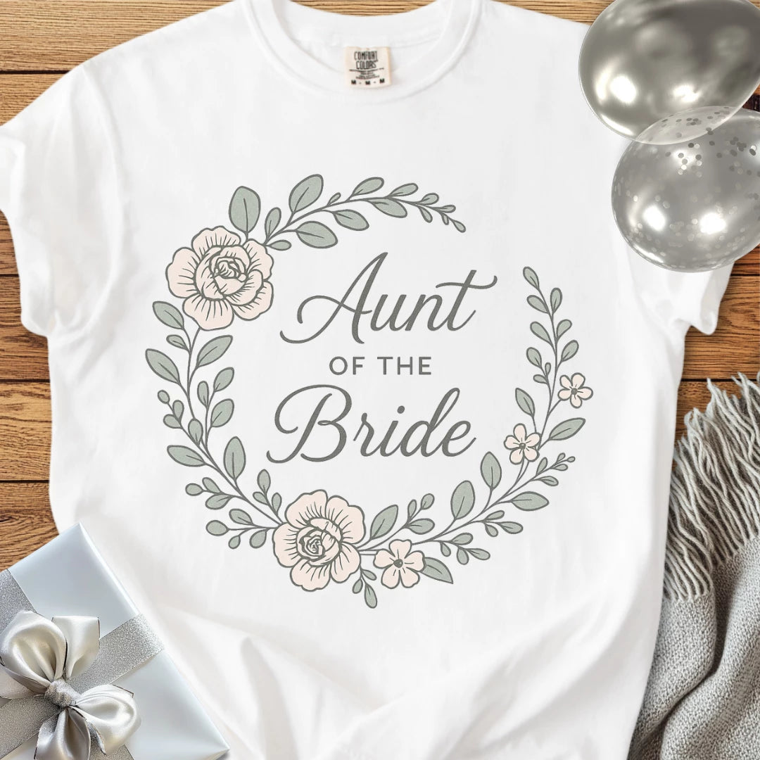 Aunt of the Bride - Premium Floral Bridal Party T-Shirt