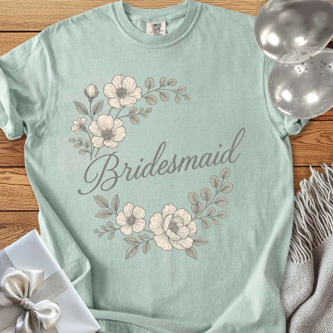Bridesmaid - Premium Floral Bridal Party T-Shirt