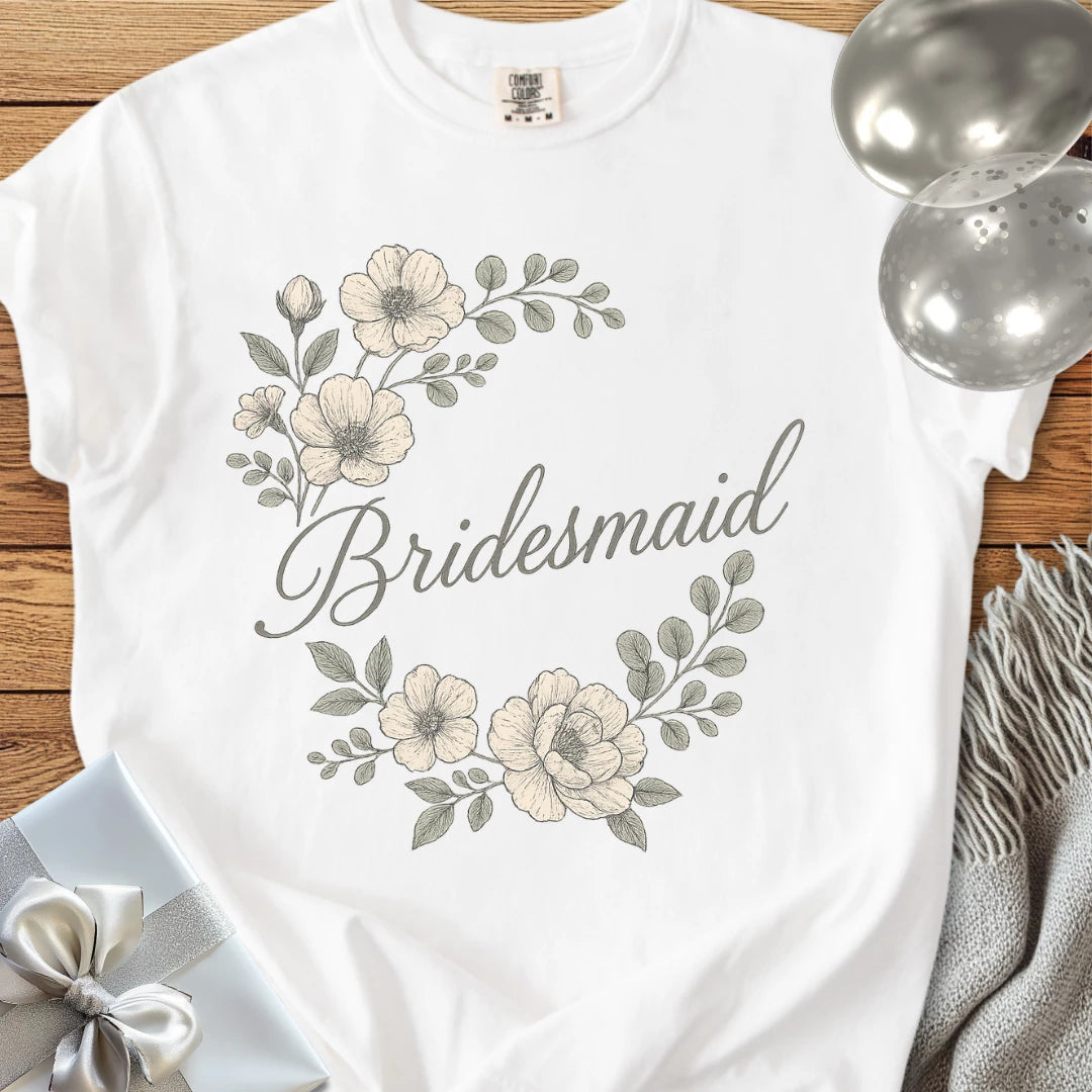 Bridesmaid - Premium Floral Bridal Party T-Shirt