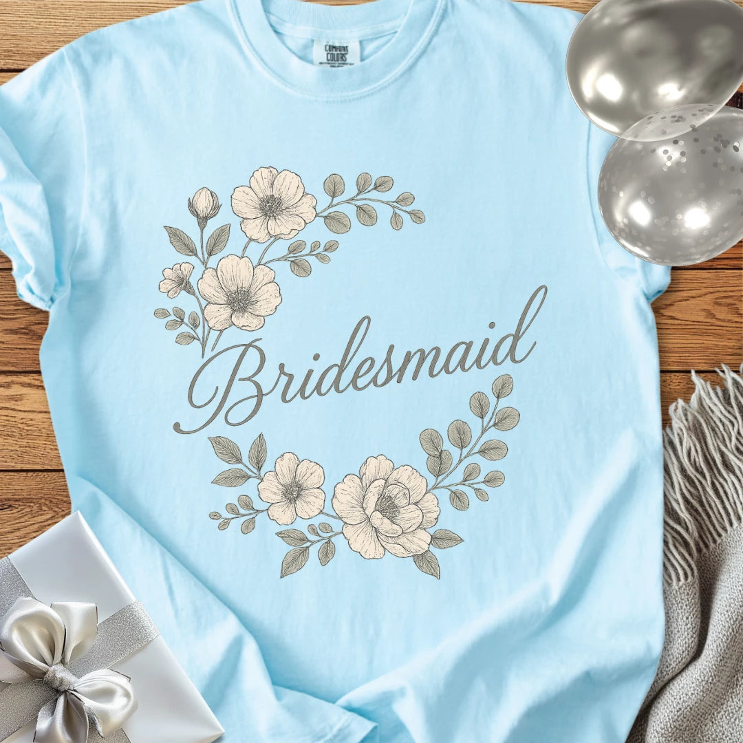 Bridesmaid - Premium Floral Bridal Party T-Shirt