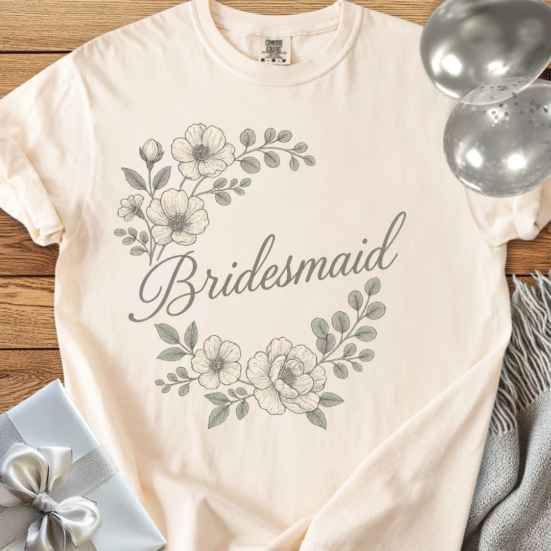 Bridesmaid - Premium Floral Bridal Party T-Shirt