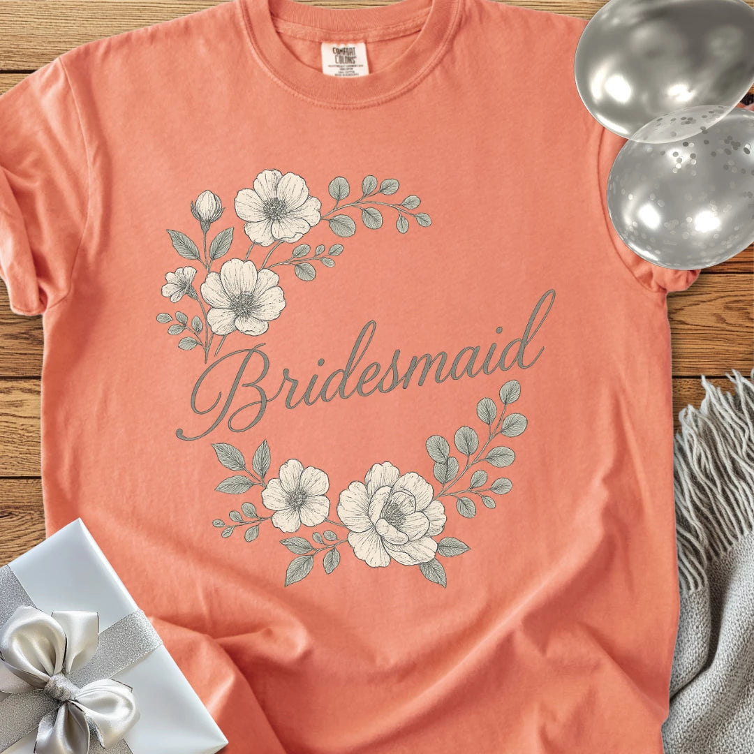 Bridesmaid - Premium Floral Bridal Party T-Shirt